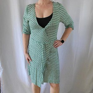 Green & White Old Navy Wrap Dress